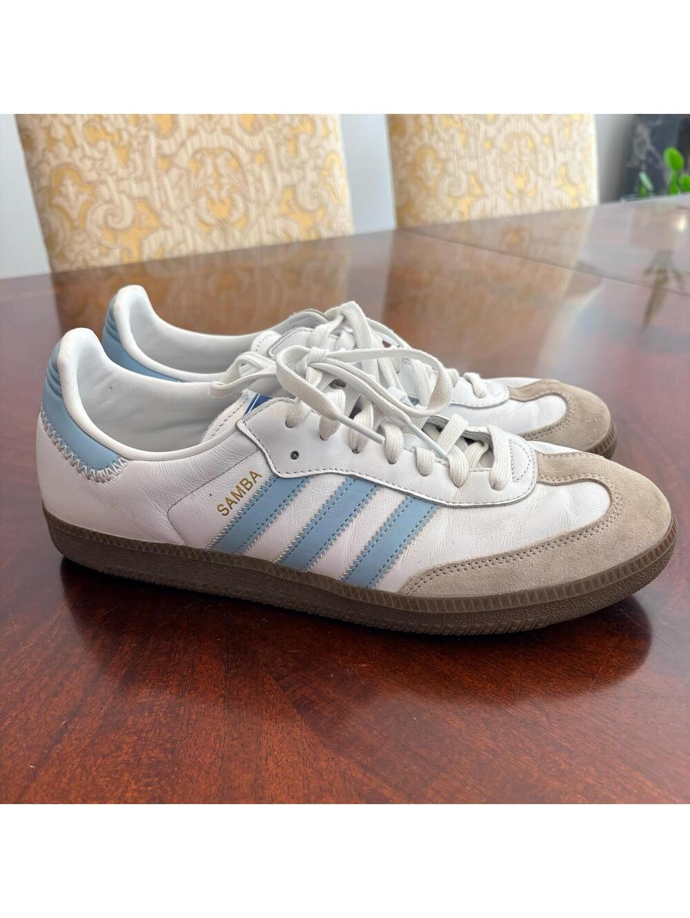 Adidas Samba OG Classic Men's Size 10.5 White Sky Blue